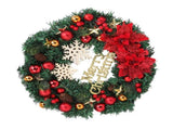 Christmas Wreath Snow Pine Cone Xmas Ball Wreath for Indoor Outdoor Holiday Decorations V1294-YM0512-3115220134811