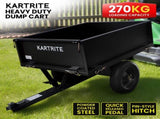 Kartrite Heavy Duty Dump Cart 270kg Capacity Pneumatic Tyres Quick Release Pedal Removable Tail TLY-SPR-39C-BK