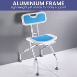 Orthonica Compact & Foldable Shower Chair w/Height Adjustable Aluminium Frame Non Slip Feet HDP SHC-MAS-ALU-54L