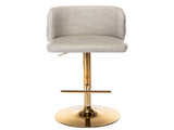 2x Faux Leather Golden Base Swivel Bar Stools- Beige V226-SW1928BG