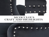 2X French Provincial Dining Chair Ring Studded Velvet Rubberwood Leg LISSE BLACK V274-FT-VFC-1141-BK2