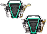 Combination Wrench Set 24 PCS SAE 1/4" - 7/8" Metric 8-19mm Organizer Rack V952-ZXBSTZGDK24PU44S3V0