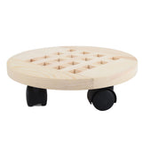 Wooden Mobile Flower Tray with 6 Wheels 360 Degree Rotating Rolling Plant Stand for Home V1294-YM0721-210331DY04-6
