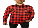Jacksmith Quilted Flannelette Shirt Mens Jacket 100% Cotton Padded Warm Winter Flannel - Red/Black V563-WS59-190-6XL