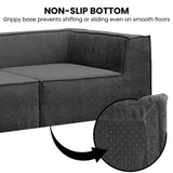 Sarantino Novi 3-Seater Modular Sofa Ottoman Charcoal Black Non-Slip Bottom Lounge SOFA-MLM-232-BK