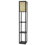 Artiss Floor Lamp 3 Tier Shelf Storage LED Light Stand Home Room Pattern Black LAMP-FLOOR-SF-3017-B-BK