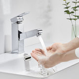 Basin Mixer Tap with Pull-Out Spray Chrome Modern Bathroom Sink Faucet for Washbasin and Basin V1237-ZY-715-195