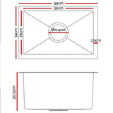 Cefito Kitchen Sink 44X34CM Stainless Steel Nano Basin Single Bowl Silver SINK-NA-3444-SI