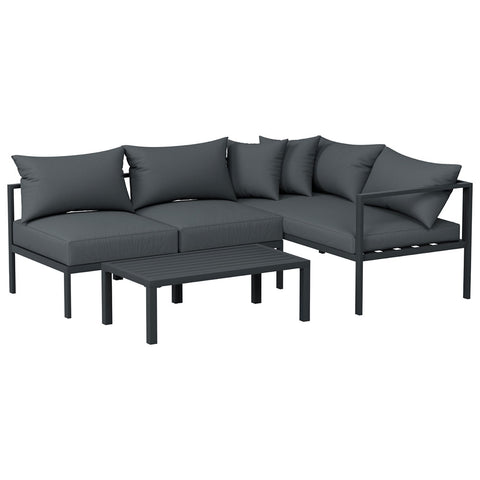 Gardeon 4 Seater Outdoor Sofa Set Aluminium Patio Furniture Setting 4PC Charcoal ALU-SOFA-AL-4PCS-CC