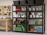 Giantz 2-Rack Garage Shelving 1.6X0.8m MDF Warehouse Shelves Storage Rack Black WR-E-8X16-BKX2