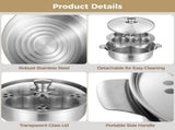 Stainless Steel Egg Poacher Pan, Steamer Pot with 4 Poached Egg Cups, Egg Cooker for Stove and V1369-AZ3-W-08606