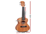 Alpha 23" Ukulele Natural Mahogany Concert Beginner Gift w/ Carry Bag UKULE-D-23-NAT