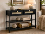 Levede Console Table with Drawers 3-Tier Slim Hallway Table 80cm Entryway Black CH1193-AU