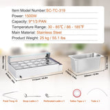 Commercial Electric Food Warmer Countertop Buffet 9*5Qt with Glass Shield V952-SYSPBWQ913FS5WYYOV3