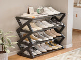 4 Tier Shoe Rack Organizer for Entryway Closet - Plastic Stackable Shoe Storage Shelves for Men V1366-AZ2-W-12979