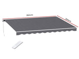 Instahut Retractable Folding Arm Awning Motorised Sunshade 3.5M X 3M Grey AWN-B-ARM-REMOTE-35X30-GREY