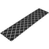 Non-Slip PVC Kitchen Floor Runner 45 x 180 cm, Waterproof Rug, Black Moroccan Trellis V1188-MS-617-020