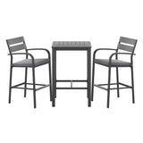 Gardeon 3Pcs Outdoor Bar Set Stools Dining Chairs Table Patio Aluminium Bistro Set Black ODF-BARSET-BK-3SET-AB