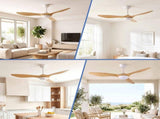 Devanti 52'' Ceiling Fan DC Motor w/Light w/Remote - Wood CF-B-52-310B-LW
