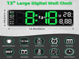Digital Clock - Wall Clock - LED Display - 13-inch LED Digital Clock - Remote Control - Modern V1188-MS-313-0402