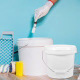 White HDPE Round Storage Bucket 1 Gallon Set for Food Storage and Kitchen Use V1369-AZ3-W-18895