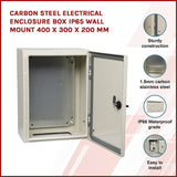 Carbon Steel Electrical Enclosure Box IP65 Wall Mount 400 x 300 x 200 mm V63-838821