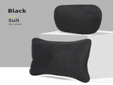 Black Luxury Eco-Friendly Suede Car Headrest and Lumbar Cushion Set - Ergonomic Support, All-Season V888-ELOSUNG17205