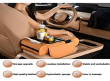 Car Armrest Cushion, 13.4" x 7.8" Car Armrest Storage with 2 Storage Bags, Cup Holder, Tissue V1366-AZ2-W-11466