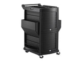Embellir Salon Trolley 2 Lockable Doors 6 Tier Trays Mobile Hair Cart Black SA-TR-6T-LOCK-BK