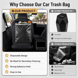 50 PCS Car Trash Bags Disposable Leakproof Hanging Stick-On Trash Bags for Car SUV Truck RVs Road V1107-799-05536