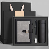 Black A5 Business Notebook Gift Set with Vacuum Flask Pen and 16GB USB Drive Corporate Gift Box V888-ELOSUNG54111