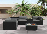 7PC Outdoor Wicker Loveseat Setting with Storage Corner V264-OTF-530S-BLK-OTF-508-BLK