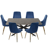 Dining Delight Rectangular Table and Navy Velvet Chairs Dining Set V264-DNT-411C-DGR-DNC-414V-BLU-6