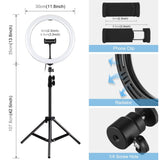 11.8 Led Ring Light With Tripod And Phone Clamp - 3 Modes Dual Colour Temperature Curved Surface V562-B8903TKP