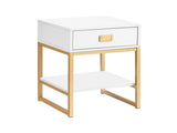 Sarantino Alessia Bedside Table - White/Gold TBL-392-11-WHG