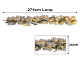 Christabelle 2.74m Alpine Snow Christmas Garland Pre Lit Multi Function LED Timer Flocked Pine 112_WFLAS274