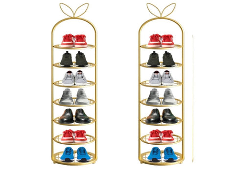 SOGA 2X 7 Tier Bunny Ears Shape Gold Plated Metal Shoe Organizer Space Saving Portable Footwear FPOTXJ0991X2