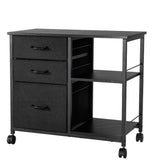 Mobile Metal File Cabinet with 3 Fabric Drawers and 2 Open Shelves Black V952-JSHXWJGJTMZWYX3KK001V0