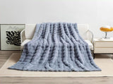 Grey 130*160cm Plush Toscana Rabbit Hair Throw Blanket - Soft Flannel Fleece for All Seasons, V888-ELOSUNG18062