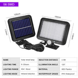 Outdoor Solar Light with 56 LED Motion Sensor IP65 Waterproof 120 Degree Solar Garden Light with V1237-ZY-528-092
