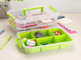 3-Tiers Stack Carry Storage Box With Divided Tray, Transparent Stackable Storage Bin With Handle Lid V1192-AZ-W-10320