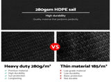 Instahut Shade Sail 3x6m Rectangle 280GSM 98% Black Shade Cloth SAIL-H-3X6-C-BK