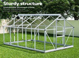 Green Fingers Greenhouse Aluminium Polycarbonate Premium Garden Storage Shed 3.1Mx1.9Mx2.0M GH-ALU-310X190-TP-AB