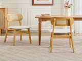 Rattan Back Dining Chairs Set of 2, White Faux Leather V1127-AU-DC03-BGE