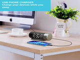 Black USB-Powered Projector Alarm Clock with Dual Alarms, Temperature Display and Red Time V1188-MS-731-142