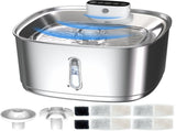 Stainless Steel Cat Water Fountain - 108oz/3.2L Pet Water Fountain Cordless with Motion Sensor, 4 V1107-134-08930-SLR-19CM