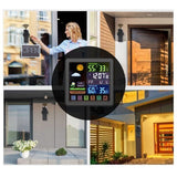 Wireless Weather Clock, Multifunctional Color Screen Clock, Home Touchscreen Thermometer and V1237-ZY-715-154