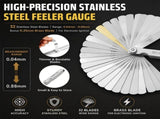 Spark Plug Gap Tool, 32 Blade Stainless Steel Feeler Gauge, Matte Aluminum Alloy Gap Adjuster, for V1366-AZ2-W-15477
