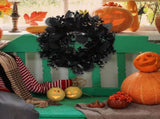 Black Artificial Silk Flower Eucalyptus Leaf Wreath for Holiday Home Front Door Decor V1370-AZ4-11392