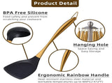 Silicone Cooking Utensils Set, 6-Piece Non-Stick Kitchen Utensil Set with Titanium Stainless Steel V1192-AZ-W-25155